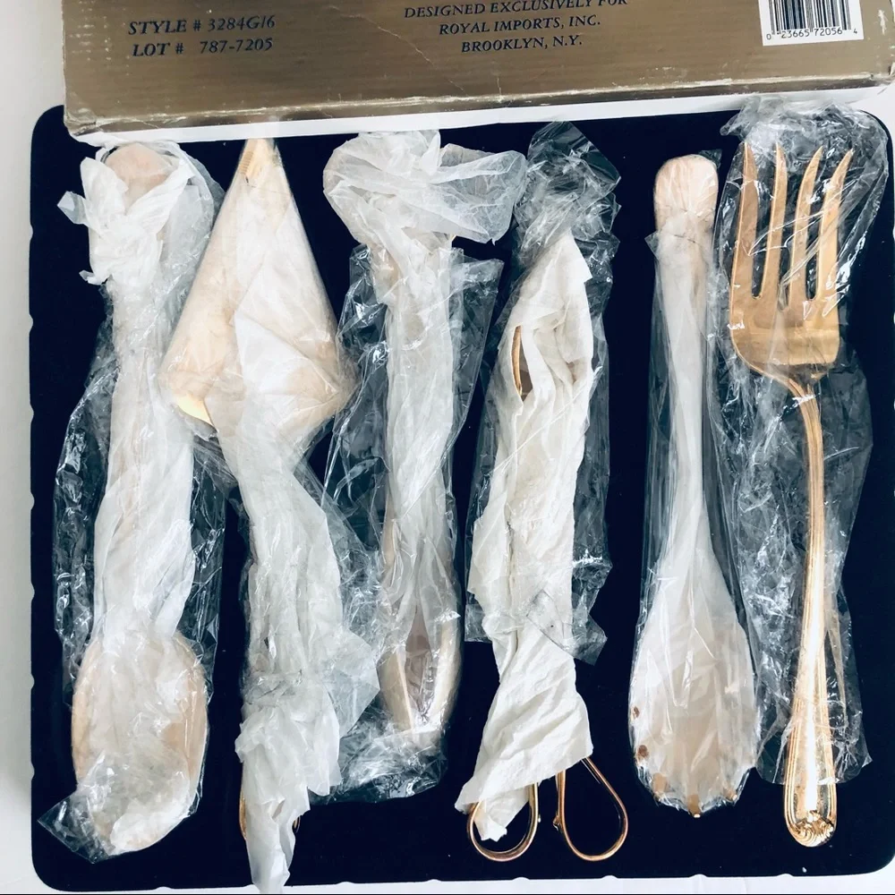 Vintage New Royal Imports, Inc Gold Plated Serving Set 6 Piece Oversized